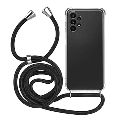 Abbildung von MyGadget Handykette für Samsung Galaxy A13 4G [ TPU Hülle mit verstellbaren Band ] Handyhülle Handyband zum Umhängen Kordel Schnur Case Schutzhülle Schwarz