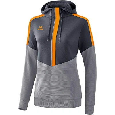 Abbildung von Erima Damen Squad Kapuzensweat, Slate Grey/Monument Grey/New Orange, 42