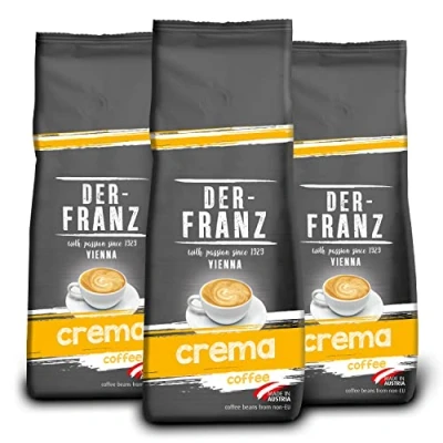 Abbildung von DER FRANZ Kaffee Crema, Intensität 4/5, 100% Arabica, ganze Kaffeebohnen, 3 x 500 g