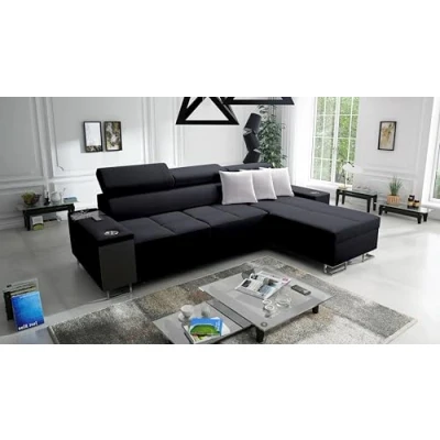 Abbildung von All4All Ecksofa mit Schlaffunktion Margo I Mini 272x170 cm Schlafsofa Bettkasten Sofa in L Form für 3 Personen Seite rechts Gewebe Schwarz Modern 26