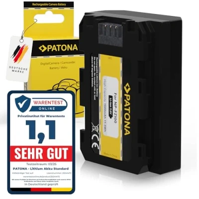 Abbildung von PATONA Akku Ersatz für Sony NP FZ100 Batterie Kompatibel mit FX3, FX30, A1, A9, A9 II, A7R IV, A7S III, A7 A6600, A7C