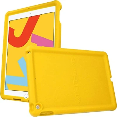 Abbildung von TECHGEAR Silikon Hülle für iPad 10.2 2021/2020/2019 (9. 8. 7. Generation) [Kinderfreundlich] Stark Schutzhülle Weicher rutschfeste stoßfeste verstärkte Ecken + Displayschutzfolie, Gerb