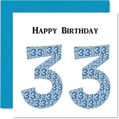 Abbildung von Lustige Geburtstagskarte zum 33. Geburtstag für Männer Shapecloud Happy Birthday Karte Vater, Mutter, Sohn, Tochter, Bruder, Schwester, Onkel, Tante, Cousin, 145 mm x Grußkarten,