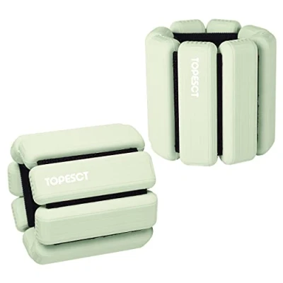 Abbildung von TopEsct Verstellbare Handgelenkgewichte Set mit 2 Stück (je 0,9 kg) Langlebiges tragbares Handgelenk und Knöchelgewichte für Yoga, Tanz, Barre, Pilates, Cardio, Aerobic, Walking (Olivgrün)