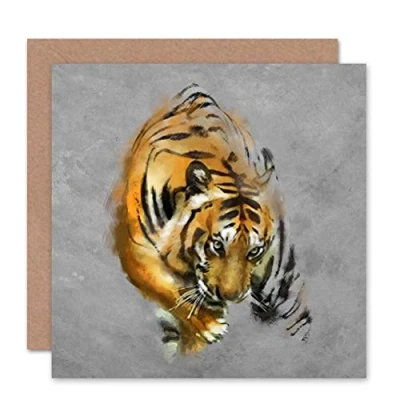 Abbildung von Wee Blue Coo PAINTING TIGER CAT ANIMAL WILD WATERCOLOUR BLANK GREETINGS BIRTHDAY CARD