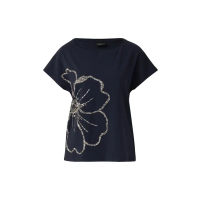 Abbildung von s.Oliver Black Label MIT Paillettenapplikation Tshirt print, Damen, Größe: 36, Navy