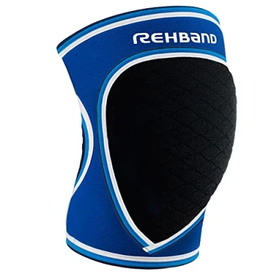 Abbildung von Rehband Knieschützer für Volleyball, Handball &amp; Hallensport, Neopren Knieschoner komfortabel enganliegend, Sport Knieprotektor Damen Herren, Farbe:Blau, Größe:L