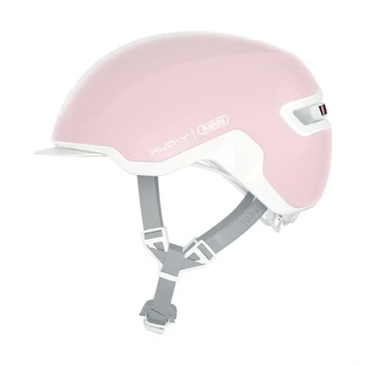 Abbildung von ABUS Urban Helm HUD Y mit magnetischem, aufladbarem LED Rücklicht &amp; Klickverschluss Cooler Fahrradhelm für den Alltag Damen und Herren Pure Rose, Größe M