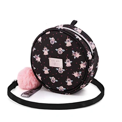 Abbildung von Oh My Pop! Pug Runde Schultertasche, Schwarz