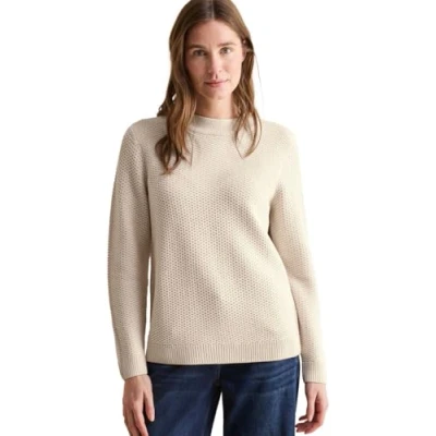 Abbildung von Cecil Twotone Struktur Strickpullover, Damen, Größe: Large, Beige