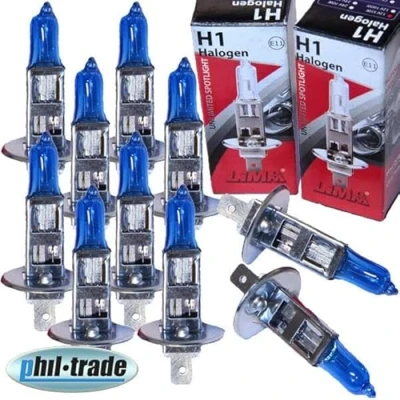 Abbildung von 10x Halogen H1 Scheinwerferlampe Birne 70W 24V Abblendlicht Fernlicht Glühlampen E Prüfzeichen Sockel P14,5s Xenon Weiß