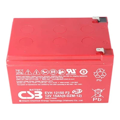 Abbildung von CSB EVH12150X3 12 Volt AGM Bleiakku 15Ah, 151x98x101,8mm Faston 6,3mm Zyklenfest + Standby