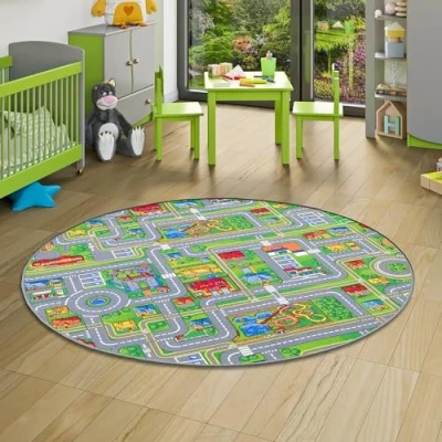 Abbildung von Snapstyle Kinder Spiel Teppich Abenteuerland Bunt Rund in 7 Größen