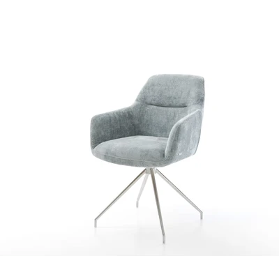 Abbildung von Drehstuhl Pejo Flex Chenille Pastellblau Kreuzgestell konisch Edelstahl 180 drehbar
