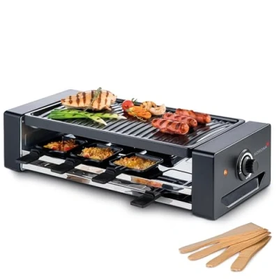 Abbildung von KORONA Raclette Grill für 8 Personen 45070, Raclettepfännchen, 1300 W, inkl. Pfännchen und Spatel, Temperaturregler, Kontrollleuchte