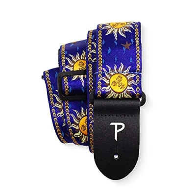 Abbildung von Perri&#039;s Leathers Ltd. Gitarrengurt Nylon Jacquard Hello Sunshine Blau Einstellbar Für Akustik /Bass /Elektrogitarren Hergestellt in Kanada (TWS 7009)