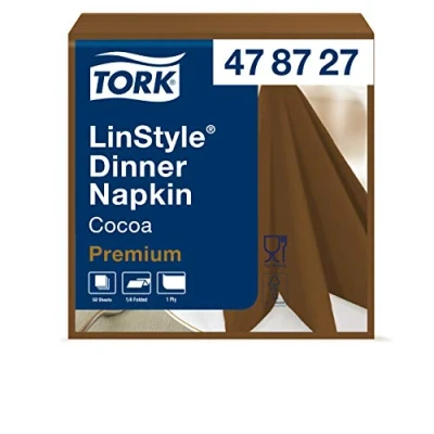 Abbildung von Tork 478727 Linstyle Premium Dinnerservietten Kakao / Servietten stoffähnlich und saugfähig 1 lagig Qualität 12 x 50 (600) Airlaid 39 cm (B L)