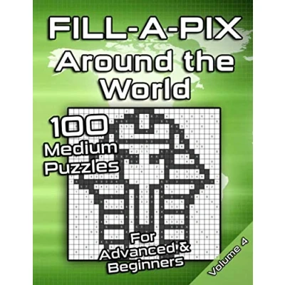 Abbildung von Medium Fill A Pix Logic Grid Puzzle Book Around the World: Mosaic Puzzles for Advanced and Beginners Fun Brain Tease Adults Kids (Fill Puzzles)