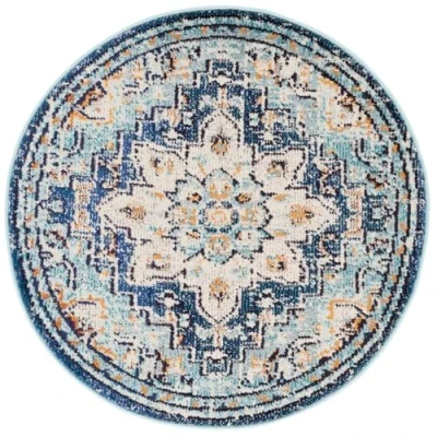 Abbildung von SAFAVIEH Distressed Teppich für Wohnzimmer, Esszimmer, Schlafzimmer Madison Collection, Kurzer Flor, Blau und Hellblau, 122 X cm