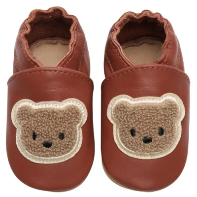 Abbildung von IceUnicorn Krabbelschuhe Baby Lauflernschuhe Jungen Weiche Leder Babyschuhe Kleinkind Lederschuhe mädchen Babyhausschuhe(Braunbär,18 24)