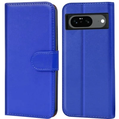 Abbildung von Verco Handyhülle für Google Pixel 8 Hülle, Bookcase Tasche Flipcover Case [Kartenfächer/Aufstellfunktion], Blau