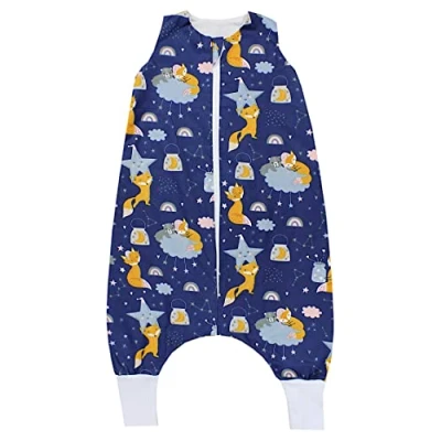 Abbildung von TupTam Baby Sommer Schlafsack mit Beinen 0.5 TOG OEKO TEX zertifizierte Materialien unwattiert Unisex, Farbe: Füchse Wolken/Dunkelblau, Größe: 92 104
