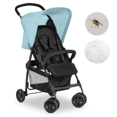 Abbildung von hauck Buggy Sport mit Schutzpaket ultraleichter Reisebuggy Regenschutz &amp; Mückennetz nur 5,9 kg, Liegefunktion, klein zusammenfaltbar, großer Korb (Blau)