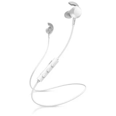 Abbildung von Philips Audio E4205WT/00 In Ear Bluetooth Kopfhörer mit Inline Fernbedienung (8,2 mm Neodym Treiber, BASS Boost Taste, 10 Stunden Spielzeit, Geräuschisolierung, Sicherer Sitz) Weiß