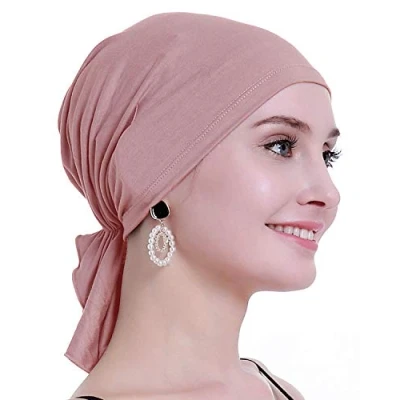Abbildung von osvyo Bambus Chemo Kopftuch für Frauen mit Haarausfall Krebspatienten Kopfbedeckung Turban in Versiegelter Verpackung HELLES Aprikosen Blush