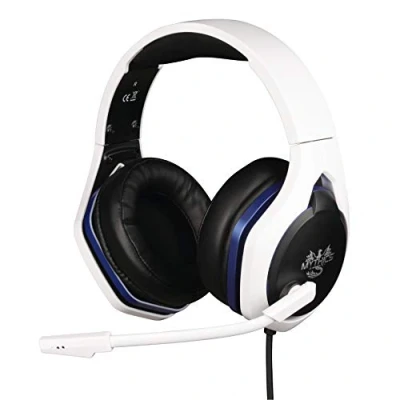 Abbildung von Konix Mythics Hyperion Kabelgebundenes Gaming Headset für PS5 50 mm Lautsprecher Mikrofon 1,5 m Kabel 3,5 Klinkenstecker Weiß und Schwarz