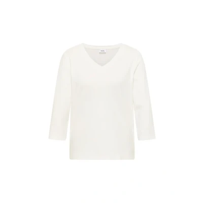 Abbildung von Cecil Vneck Langarmshirt, Damen, Größe: Large, Weiß