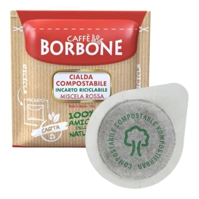 Abbildung von Caffè Borbone Kompostierbare Kaffeepads, Rote Kaffeemischung 150 Pads Kompatibel mit ESE System Papier 44 mm