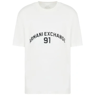 Abbildung von Armani Exchange Men&#039;s Big Embroidered Logo, Regular fit, Off White,XS T Shirt