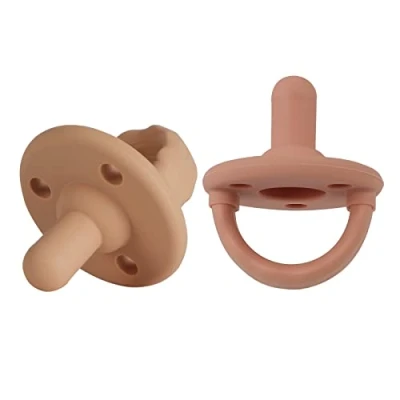Abbildung von Schnuller 2er Pack, Baby Soft Silicone Für Babys von 0 12 Monaten, BPA frei (Muted+Apricot)