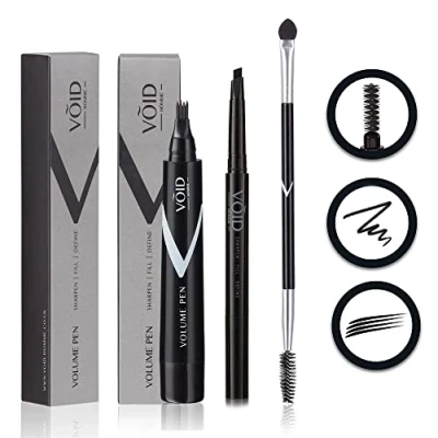 Abbildung von VOID Homme Bartfüller Stift &amp; Bartstift Kit mit Pinsel, wasserdichter Bartfüller, wischfester Bartstift, Abdeckflicken sofort für natürliche Bartfülle (Dunkelbraun)