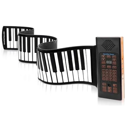 Abbildung von NEWFUN Roll up Piano keyboard, MIDI/Bluetooth Unterstützung, 128 Töne und Rhythmen, Tragbar Faltbar, Geeignet für Kinder Erwachsene Anfänger Geschenke