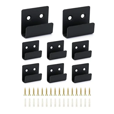 Abbildung von QWORK® 8 Stück U Winkel Halterung Edelstahl, Schwerlast Keramikfliesen Display Wandhaken mit Schrauben, Schwarz, 11 mm Innenbreite