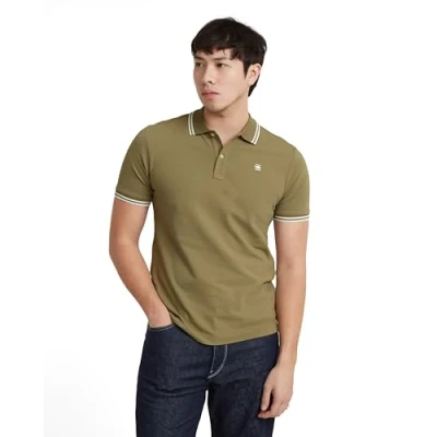 Abbildung von G STAR RAW Men&#039;s Polos Dunda Slim Stripe Polo, Grün (ensis green D17127 5864 6057), XXL