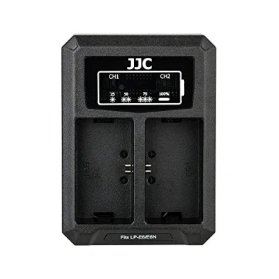 Abbildung von JJC USB Dual Ladegerät Akkulader für Canon EOS R R5 5DIV 5DIII 5DII 5Ds R, 6D 6DII 7D 7DII 90D 80D 70D 60D 60Da LP E6 E6N E6NH Akku