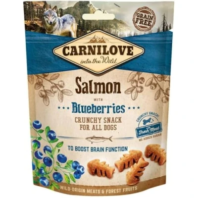 Abbildung von Carnilove Crunchy Snack Salmon with Blueberries Doppelpack 2 x 200 g mit Lachs und Blaubeeren für Hunde Blaubeere als natürliche Quelle von Antioxidantien