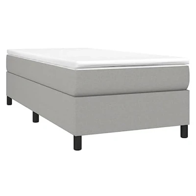 Abbildung von vidaXL Bettgestell, Polsterbett Bett für Schlafzimmer, Bettrahmen mit Lattenrost, Schlafzimmerbett Einzelbett, Hellgrau 90x190cm Stoff