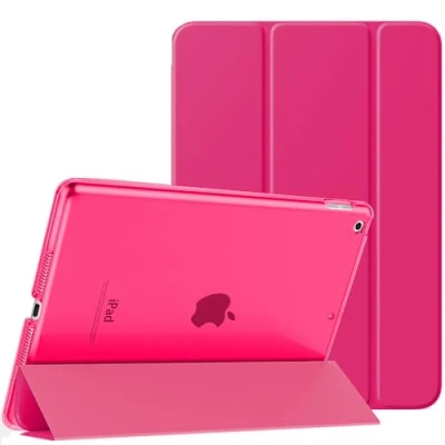 Abbildung von MoKo Schützhülle Kompatibel mit Neu iPad 9. / 8. 7. Generation (2021/2020/2019), Tablethülle Ständer Matt Rückseite Auto Schlaf/Aufwach Funktion für 10,2 Zoll, Helles Rosa