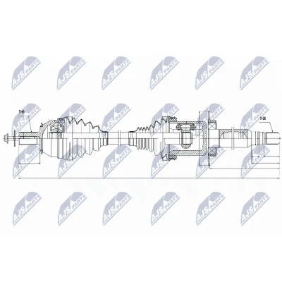 Abbildung von NTY NPW VV 026 Antriebswelle Vorderachse rechts 978 Schaltgetriebe, Automatikgetriebe VOLVO: V70 3, V60 I, S60 II