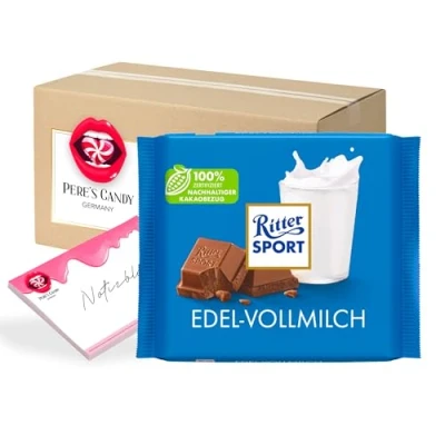 Abbildung von 5 x 100g Edel Vollmilchschokolade Tafel Schokolade mit Geschenk von Pere&#039;s Candy