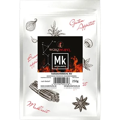 Abbildung von Tarakernmehl, Tara Gum E 417, Kernmehl niederviskos, Peruanisches Johannisbrotkernmehl, pflanzliches Verdickungsmittel. Beutel 250g.