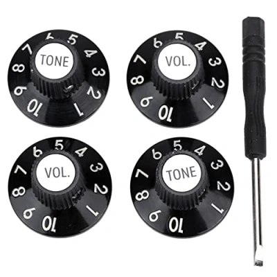 Abbildung von Musiclily Pro Imperial Zoll Größe Gitarren Verstärker Effektpedal 2 Tone Volume Knöpfe Witch Hat Skirted Knobs Set,Schwarz