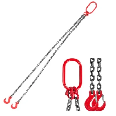 Abbildung von Lfhelper Kettengehänge Anschlagkette 2m 2 Strang Krangehänge Ø8mm Krankette Kettenschlinge Motorhebekette G80 Mn Stahl Motor Kettenzug 3T 6614LBS hebeschlinge Hohe Festigkeit mit Haken