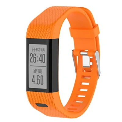 Abbildung von Yikamosi Kompatibel mit Garmin Vivosmart HR+ Armband,Soft Silikon Smart Watch Armband Atmungsaktiv Ersatz Strap HR+(NO HR,Orange)