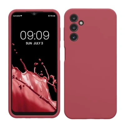 Abbildung von kwmobile Hülle kompatibel mit Samsung Galaxy A14 5G Silikon Handy Case Handyhülle weiche Oberfläche kabelloses Laden Dark Rose