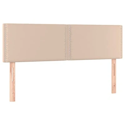 Abbildung von vidaXL Kopfteil 2 STK., Bettkopfteil mit Holzbeinen, Höhenverstellbar Polsterkopfteil für Bett, Betthaupt Bettzubehör Schlafzimmer, Cappuccino Braun 72x5x78/88cm Kunstleder